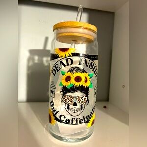 20 oz NEW Handmade Glass Cup With Wooden Lid